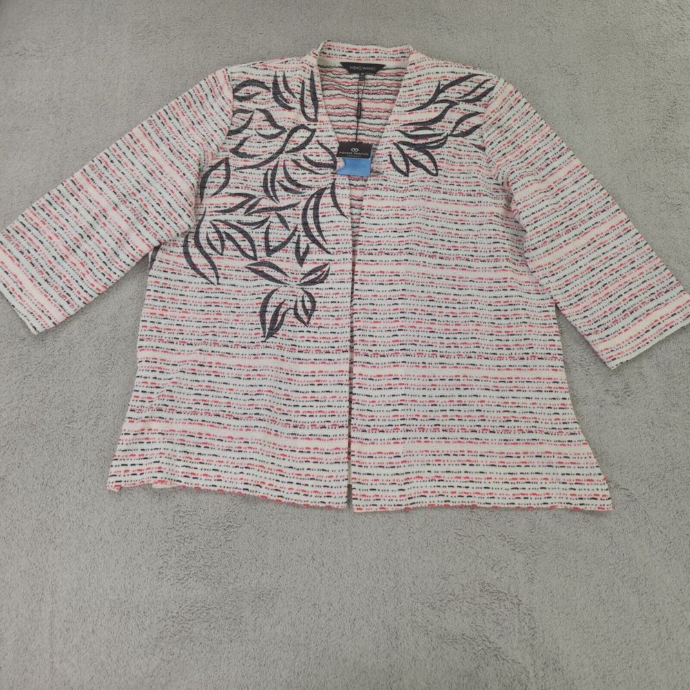 Ming Wang Knit Jacket Striped Floral Heritage Fit‎